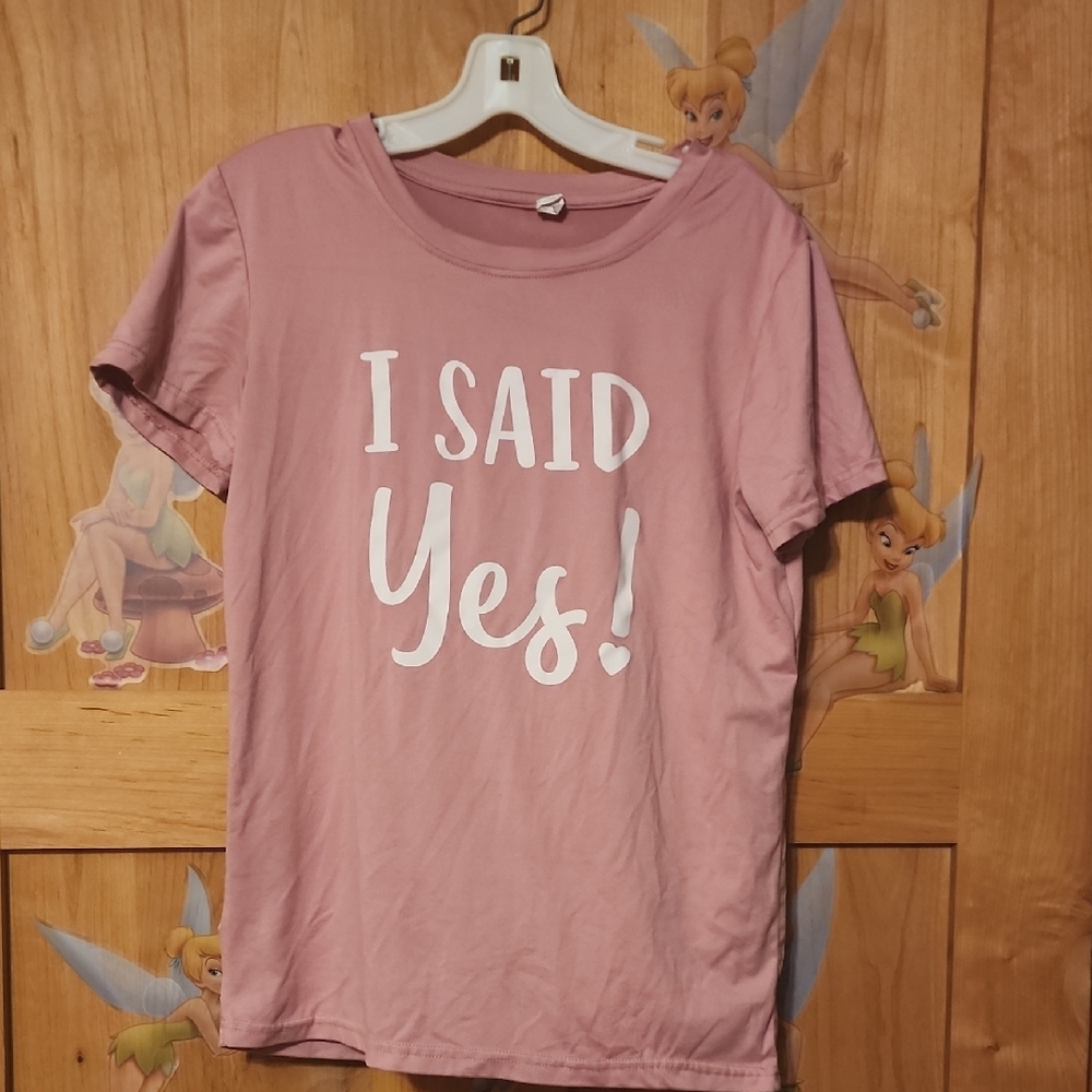 Pink and White Short Sleeve Tee with Bold Text
